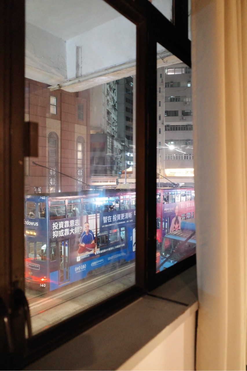 Wan Chai buildings at night, seen from the Zouk Haus studio window