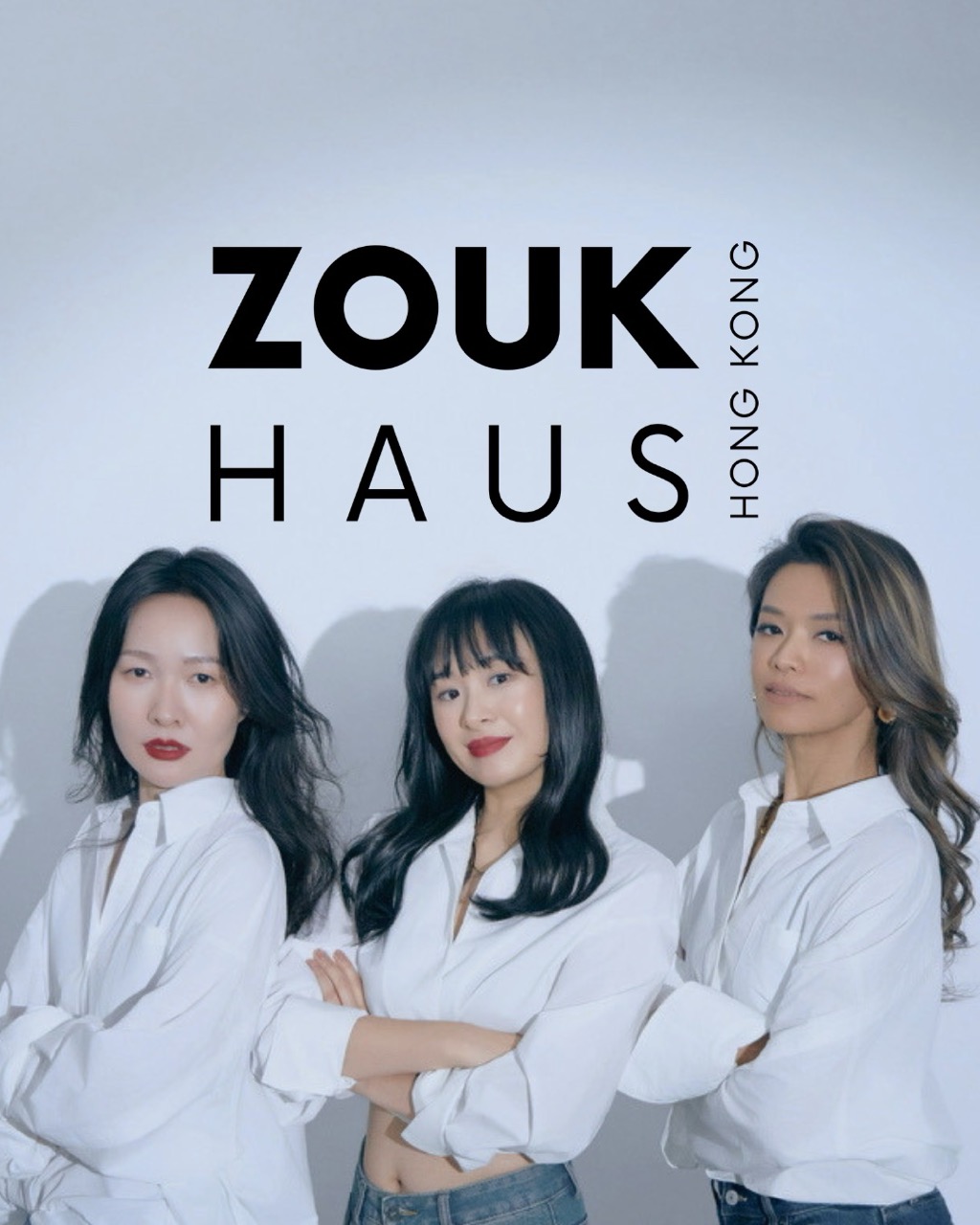 Zouk Haus co-founders Ling, Miah and Abigail in white shirts